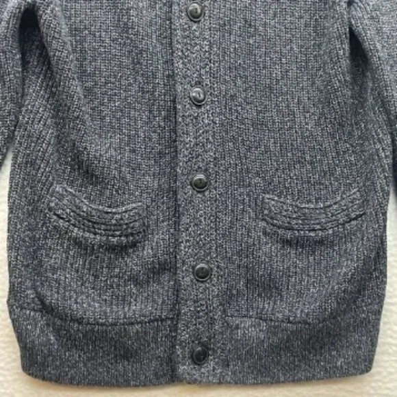 J Crew Sweater Mens Medium Gray Marled Cotton Mockneck Cardigan Cozy Knit Preppy